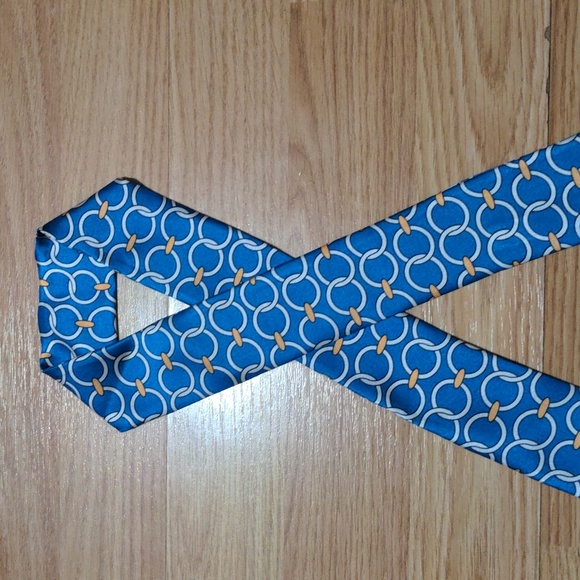Zeynep Arcay Blue Silk Bow Tie Geometric Pattern - Picture 2 of 4